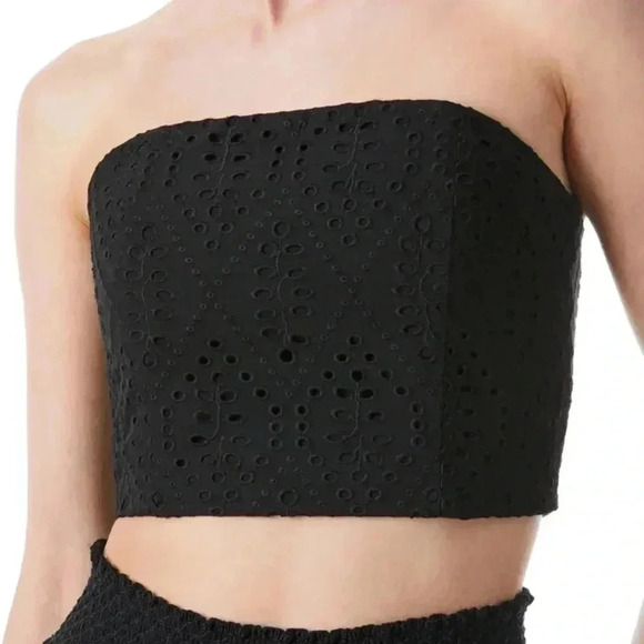 Alice + Olivia Cersei Eyelet Bandeau Top Size 10 Black Versatile Chic Simple NWT - Picture 10 of 10